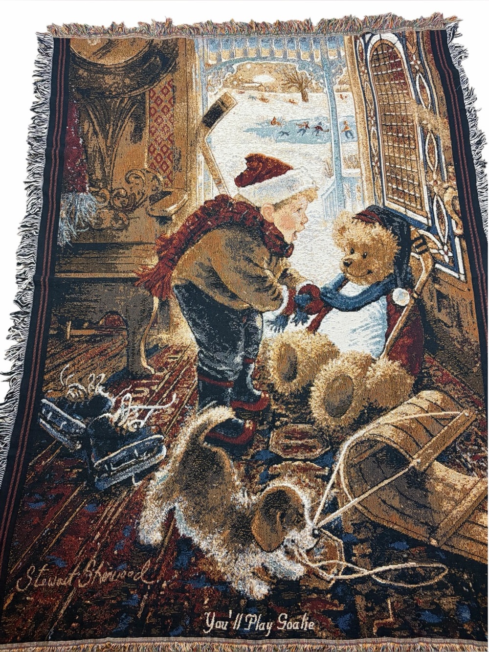 Stewart Sherwood “You’ll Play Goalie” Hockey Tapestry Throw Blanket